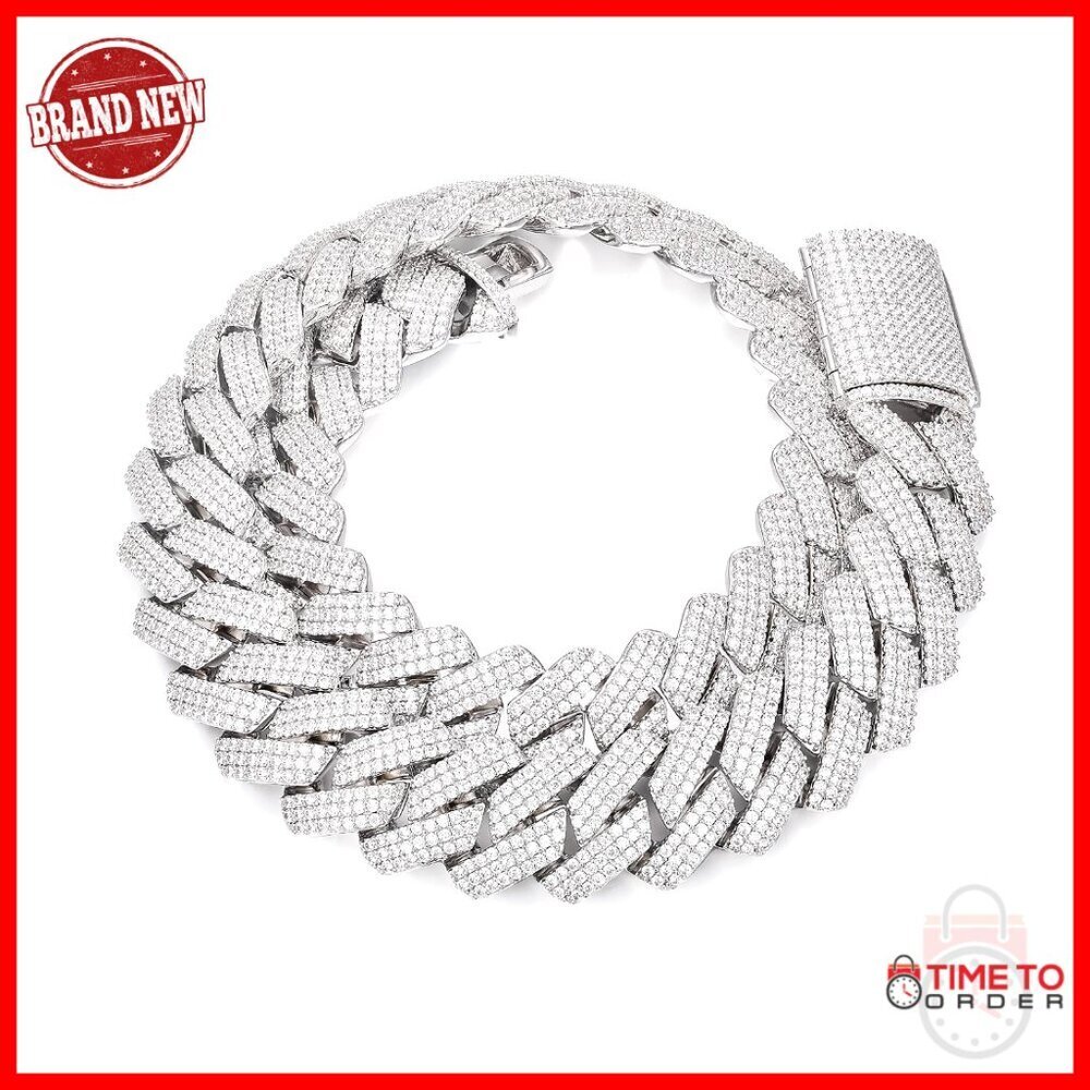 25MM Thick Cuban Link Chain 18K Gold Plated 1000+ CZ Stones Luxury Necklace